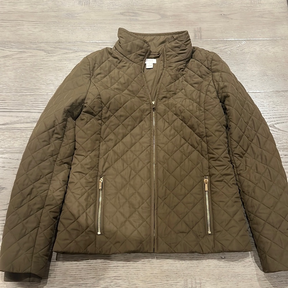 J Crew Olive quilted jacket